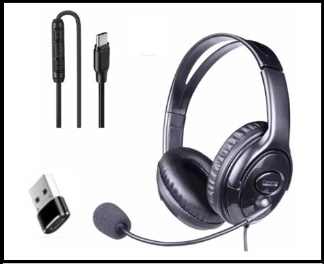 Auscultadores com fio USB