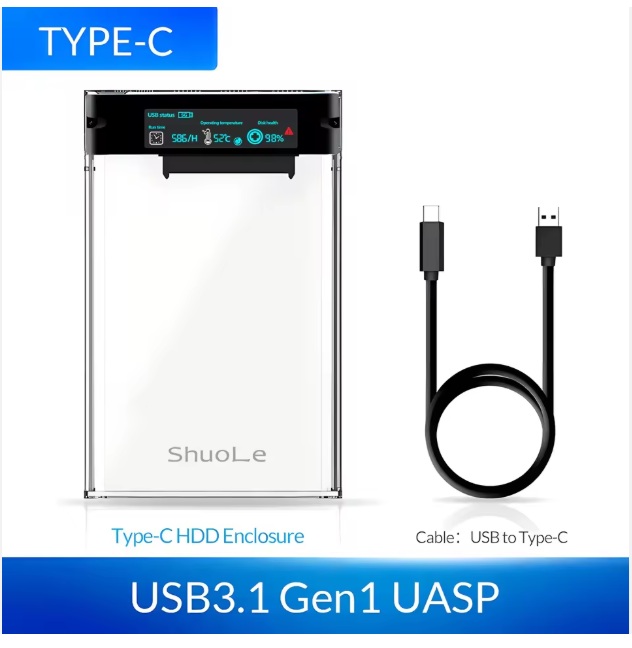 Caixa Externa HDD/SSD USB 3.0 type-C 2.5''